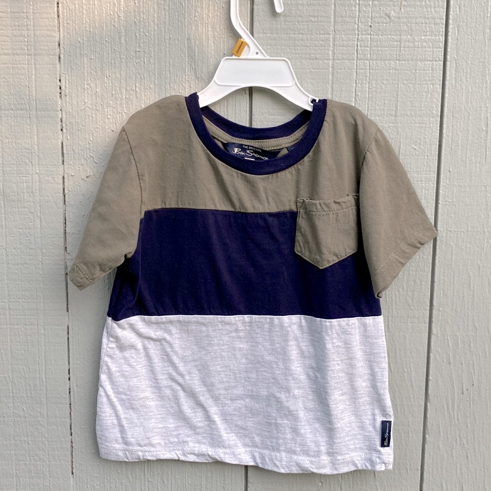 Ben Sherman boys / Kids cotton shirt front pocket, 3 tone color,side logo sz 5